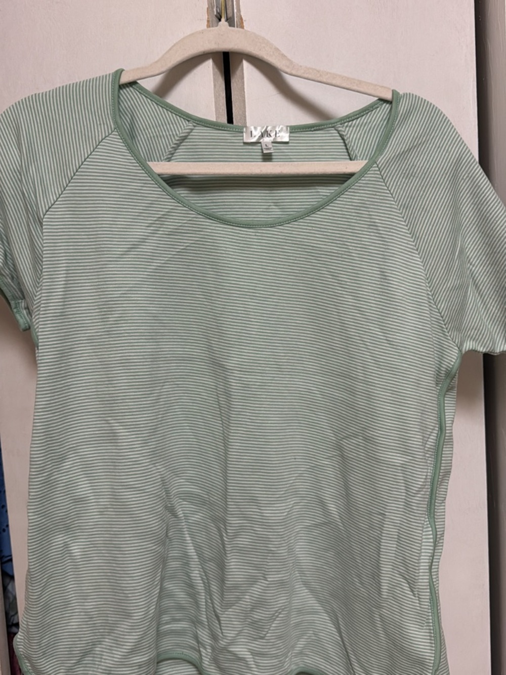 Light Green Striped Women's Scoop Neck Top with Pants and Shorts